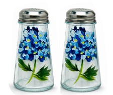 Containly Hand Painted Tapered Blue Hydrangeas Salt and Pepper Shaker Clear picture