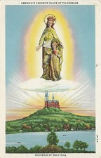 Postcard WI: Holy Hill Shrine Our Lady, Hubertus, Wisconsin Linen Posted 1950 picture