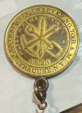 1821/1911 Member-Engraved Masonic Penny Syracuse, NY Chapter BU CHRC picture