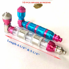 Inhale 2 PCS Long large chamber metal tobacco smoking pipe w 10 brass-screen picture