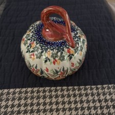 BOLESLAWIEC KALICH POLISH POTTERY UNKIKAT  Pumpkin W/ Acorns Leafs Autumn picture