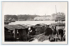 c1920's Steamer Sampans Ships On Canton River Shameen China RPPC Photo Postcard picture