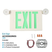 2 Pack Led Green Exit Sign with Emergency Lighting/Exit Light for Home /Busniess picture
