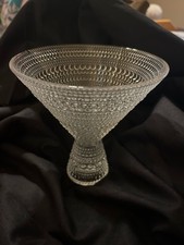 Vintage Iittala Kastehelmi Clear Glass Pedestal Bowl Finnish Design Oiva Toikka picture