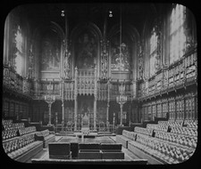 ANTIQUE B&W Magic Lantern Slide HOUSE OF LORDS NO2 LONDON C1890 VICTORIAN PHOTO picture