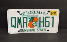 FLORIDA PERMANENT LICENSE PLATE QMR 🍊 H61, Craft Condition SUNSHINE~STATE picture
