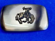 Bronco Buster Western Rodeo Cowboy Saddle Bronc Two tone Vintage NOS belt buckle picture