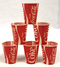 6 Vintage 1960's 1970's COKE 4oz Sample Size WAX PAPER CUPS NOS Coca Cola 2 5/8