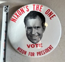 large 1968 presidential campaign display button featuring  