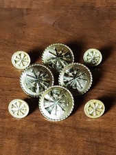 Vintage Fire Chief 5-Bugle Gold-Tone Rank Insignia Screw-Back Lot of 8 picture
