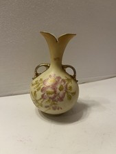 Vintage RW Rudolstadt Germany Double Handle Vase Floral 4.5” Ceramic Porcelain picture