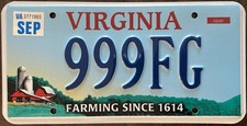 2020 VIRGINIA Farming License Plate UNUSED picture