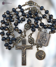 St Anthony Rosary with St Joseph  St Michael - Heirloom Bronze| Blue Jade picture