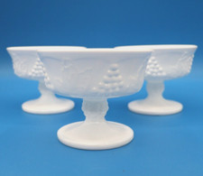 Indiana Milk Glass Footed Sherbet/Dessert Dishes, Set of Three, Harvest Grape picture