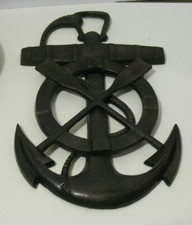 Large Black Vintage Anchor Cast Metal Nautical Plaque Wall Hanging picture