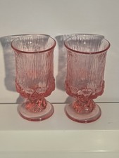 Set Of 2 Mid Century Fostoria Sorrento PINK Footed Glass Water Wine 6