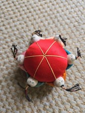 Vintage Vibrant Chinese Pin Cushion 6 Little Men Holding Hands Teal Blue Cushion picture