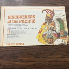 Vintage 1974 National Geographic Discoverers Of The Pacific Map Poster picture