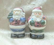 Santa Claus Iridescence Ceramic Christmas Salt & Pepper Shakers New without Box picture