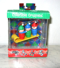 2004 Basic Fun Mattel Fisher Price Toys Little People Tobaggan Sled Ornament picture