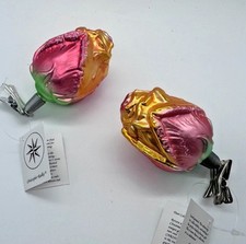 Rare Pair Christopher Radko Spring Blossom Clip-On Tulips 1996 Tags Germany picture