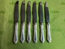 6 Vintage Meneses Inoxidable Silverplate Knives, Spain, 8 5/8