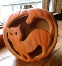Vtg 1997  Gemmy  Light Up Jack O Lantern Pumpkin BLACK CAT  Blow Mold picture