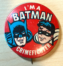 Vintage I'm a Batman Crimefighter Pinback Pin Button 1.5