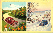 Postcard Humor Geer and Gloat May Not Be Nice I'll Take the Sun You Take the Ice picture