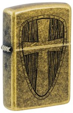 Zippo 47260, Vintage Cross Design, Classic Antique Brass Lighter picture