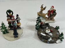 Cobblestone Corners Lemax Mixed Lot Christmas Figures Santa Fountain Carolers picture
