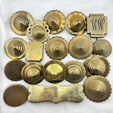 Brass Horse Medallion Rosette Hame Plate Antique Lot of 18 Blank Beehive Ring picture