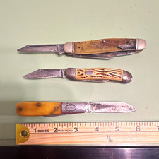 Camillus Vintage 1946 Pocketknife Bone Handle Slipjoint Steel Clip Point w/Nail picture