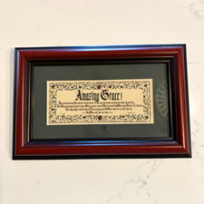 Vintage Amazing Grace Framed Calligraphy Art Print by Don Jonas, 10x7 in picture
