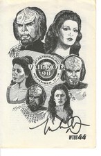 MICHAEL DORN HAND SIGNED PAMPLET FROM THE 1990 STAR TREK VALCON CONVENTION picture