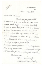 Cosmo Hamilton (1870-1942) Signed Letter Autographed Playwright, Writer picture