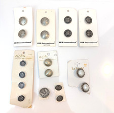 Vintage Lot JHB International Buttons Sewing Crafts Nickel Silver Tone Metal picture