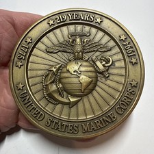 Large Heavy Brass USMC 219 Years Anniversary OKINAWA Paper Weight  picture