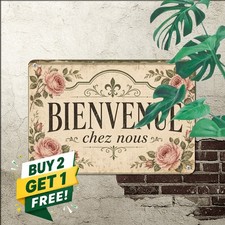 Bienvenue Chez Nous French Welcome Design Metal Tin Sign Country Decor picture