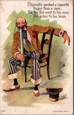 Fitznoodle Smoked Cigarette Comic Postcard 1909 A.S. Meeker Fort Wayne picture