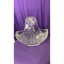 Vintage Lead Crystal Clear Cut Diamond Design Basket picture