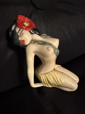 Dorothy Kindell Hula Girl Bottle Stopper   California Hawaiiana Art Pottery 4 In picture