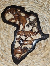 African Art Straight From Africa Wood Carved Animals Beautiful Wall Hanging Art picture