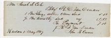 1847 Antique Receipt Hudson NY Jacob I Cole R. D. Van Deusen Clover Timothy Seed picture