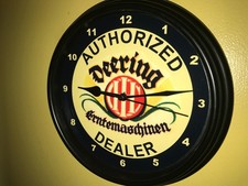 Deering AuthDealer Farm Tractor Barn Garage Man Cave Clock Retro Sign picture