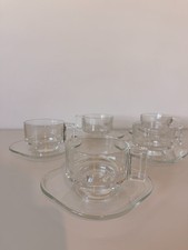 Vintage Joe Colombo Glass Tea Coffee Cup & Saucer Set x5 Fidenza Italy MCM picture