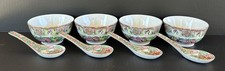 Famille Rose Medallion Rice Bowls & Spoons 8 Pieces Hand Painted ACF Hong Kong picture