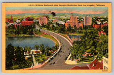 c1940s Wilshire Blvd MacArthur Park Los Angeles California Postcard picture