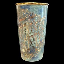 Starbucks 2016 Mermaid Siren Song Blue Gold Marbled Ceramic 12 oz Tumbler & Lid picture