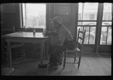 Photo:1930s Man Drinking in Cafe Interior Vintage Photograph picture